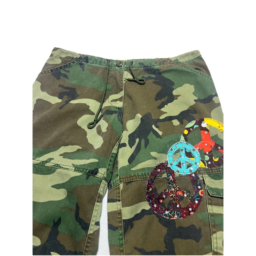 Rothco Cargo Pants Women XS Green Camo Woodland Military Paratrooper Drawstring